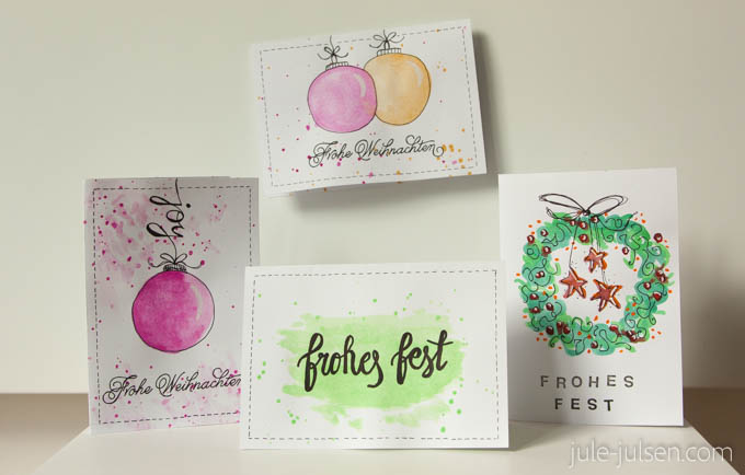 verschiedene Weihnachtsmotive gemalt mit Wasserfarben verschiedene Weihnachtsmotive gemalt mit Wasserfarben