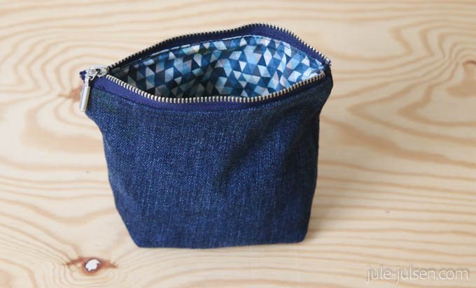 diy Kosmetiktasche aus Jeans- und Baumwollstoff diy Kosmetiktasche aus Jeans- und Baumwollstoff