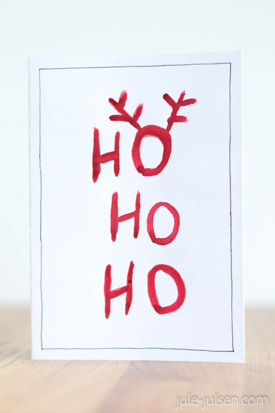 diy Weihnachtskarte Aquarelltechnik Schriftzug ho, ho, ho