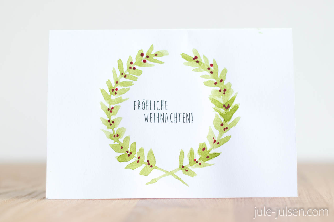 diy Weihnachtskarte Aquarellkranz