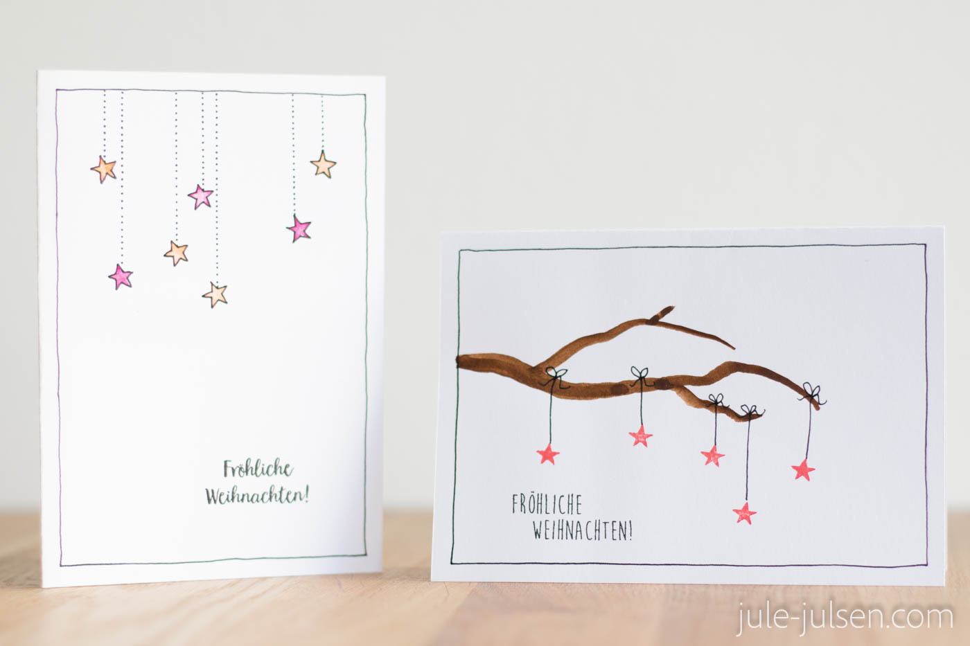 diy Weihnachtskarte Stempeltechnik mit Sternenmotiv